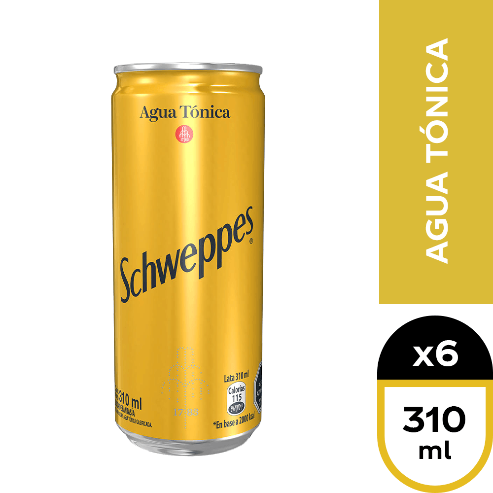 Agua Tonica Schweppes (310 ml) Lata x 6