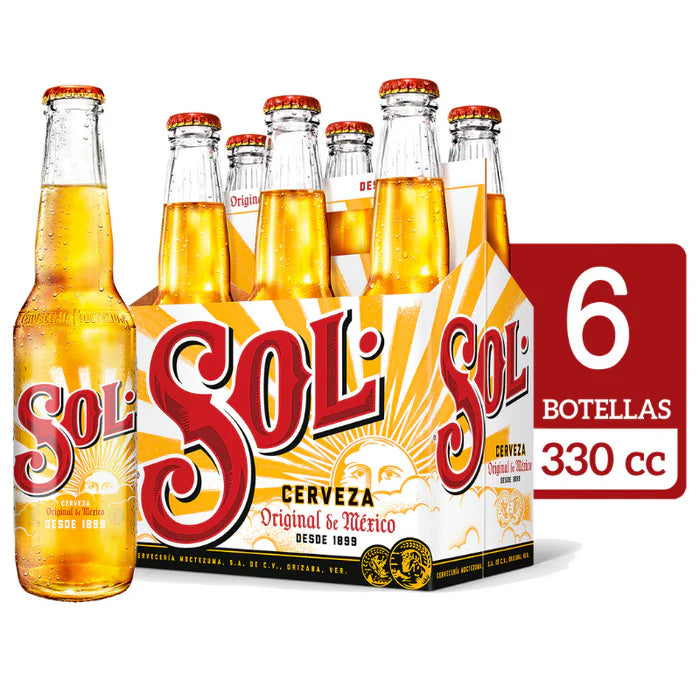 Cerveza Sol botella (330 cc) x 6