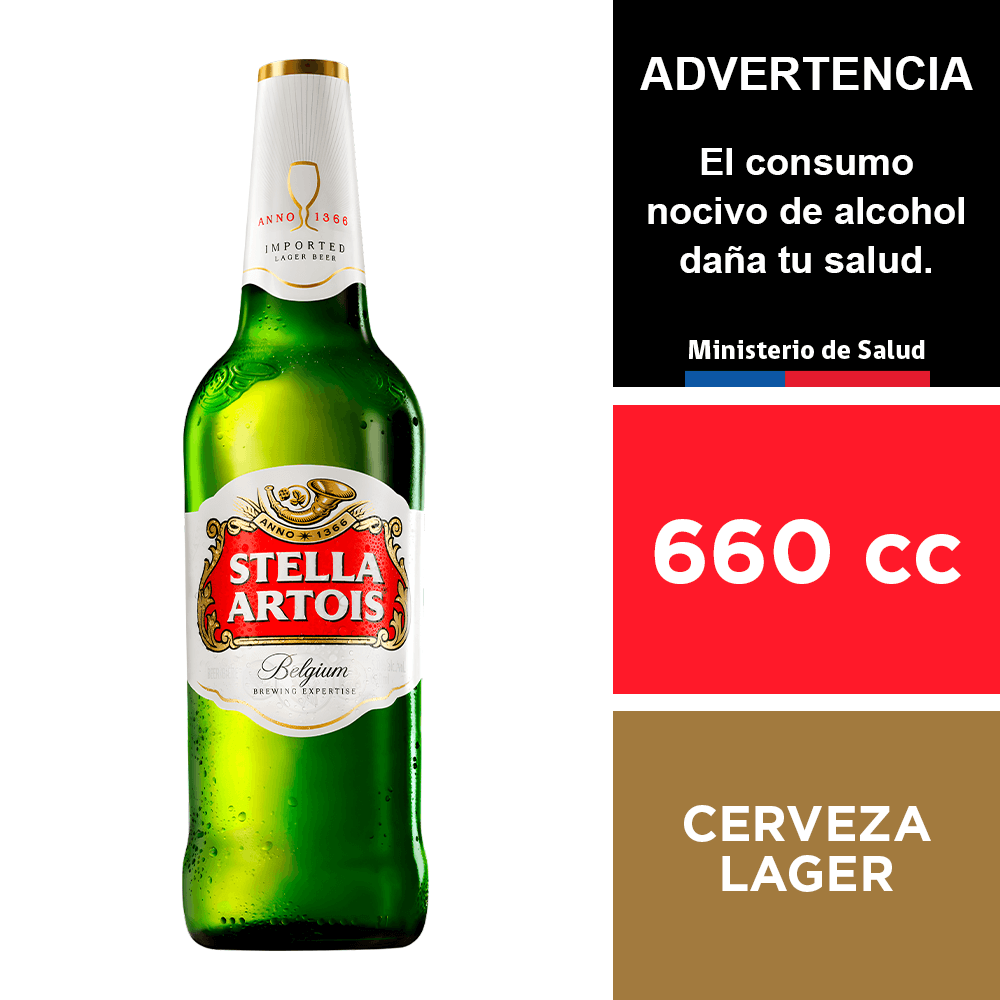 Cerveza Stella Artois Botella 660 cc