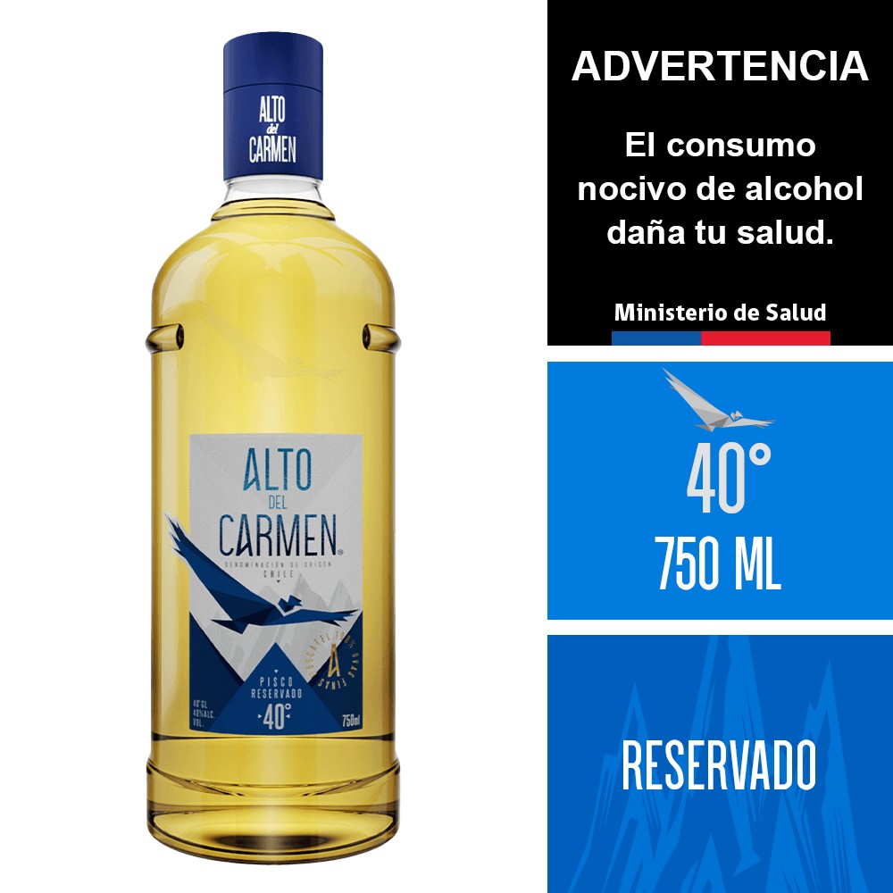 Pisco Alto del Carmen 750 ml Reservado 40°GL